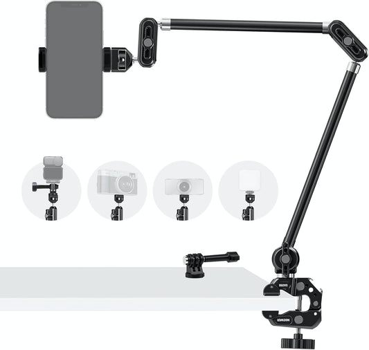 NEEWER 30" Swivel Arm with Desk Clamp/Action Camera Mount/Phone Holder, Microphone Boom Stand for Overhead Cameras, compatible with GoPro, iPhone, DSLR, Webcam, and Microphone, UA056 - 10107118