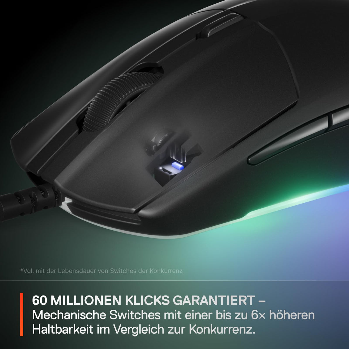 SteelSeries Rival 3 Gen 2 Mouse de gaming - 8.500 DPI TrueMove Core senzor optic - 60 milioane de clicuri garantate - latență redusă - 77 g greutate - picioare PTFE - RGB - Negru - 62515