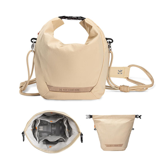 K&F CONCEPT Camera Bag, Fashionable Shoulder Bag, Portable Lightweight Camera Bag, Suitable for Small Liner Bag with Mirrorless Camera, Beige - KF13.168V1