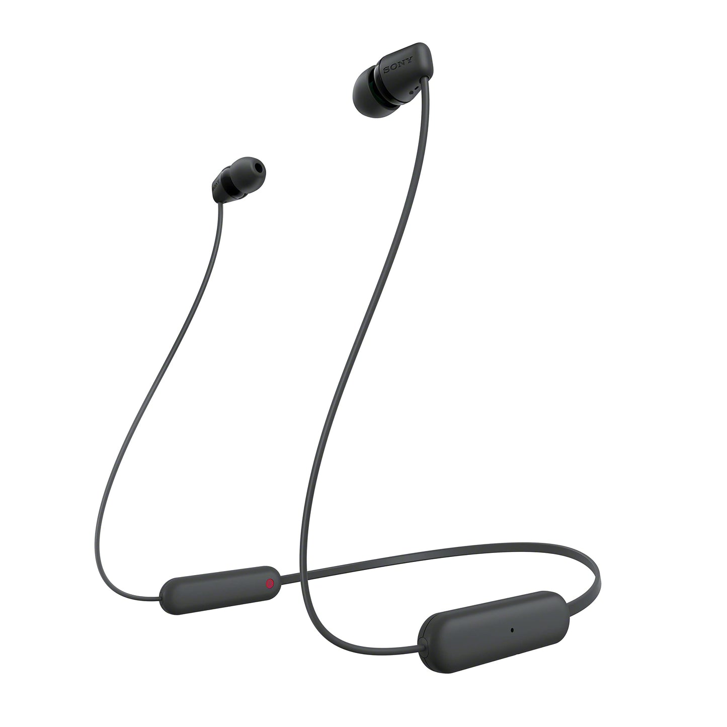 Sony wireless WI-C100 in-ear headphones (up to 25 hours of battery life, optimized for voice assistants, integrated microphone for phone calls, Bluetooth), black, small - WIC100BCE7