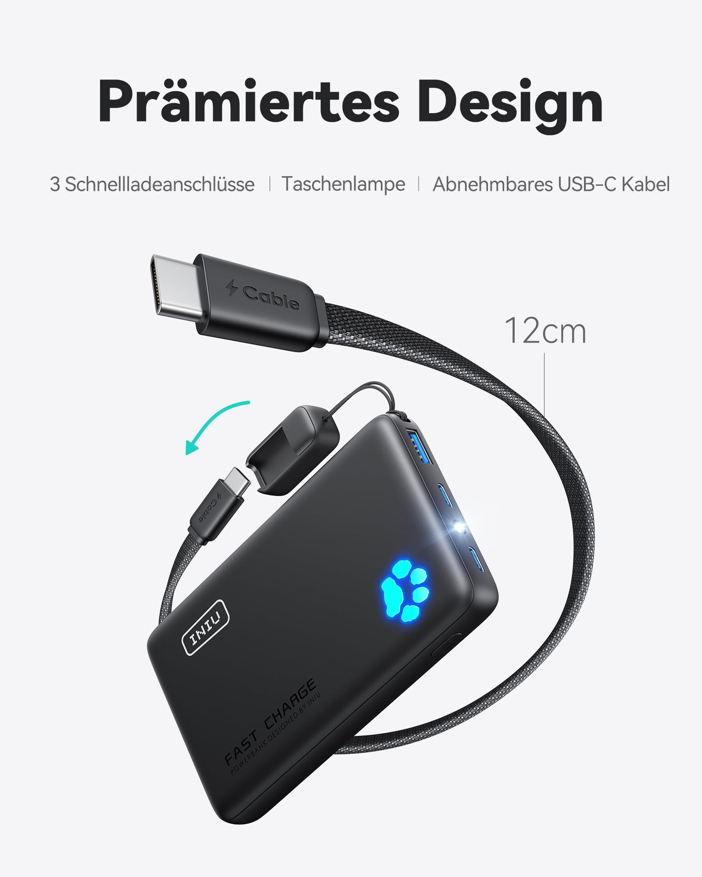 INIU 45W fast charging power bank, 40% small 10000mAh external cell phone batteries - P41