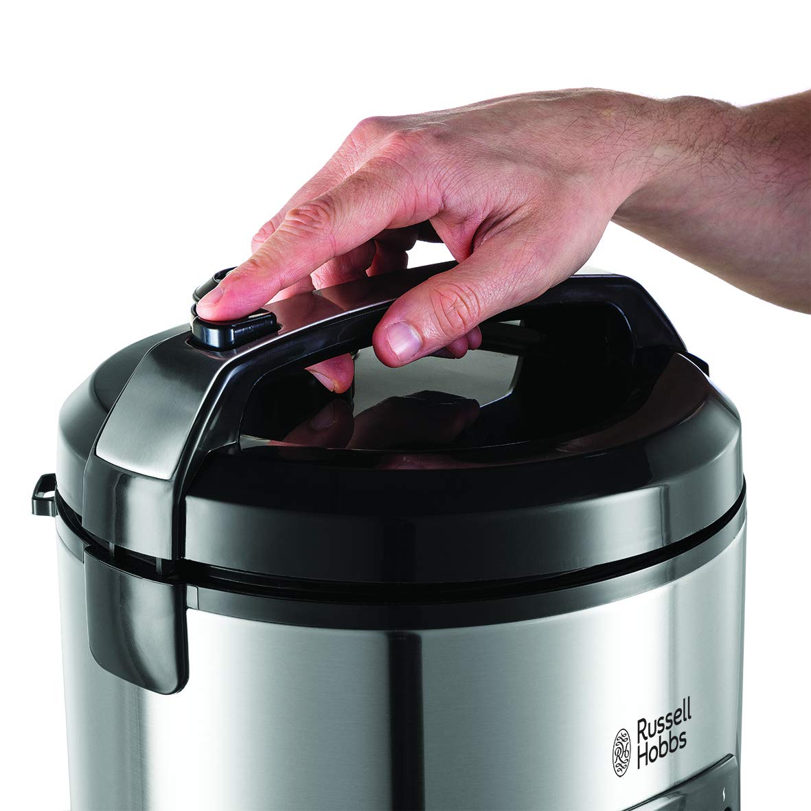 Russell Hobbs rice cooker 1.2l incl. steamer insert with aroma hinged lid (keep warm function, non-stick coated cooking pot, rice spoon & measuring cup, stainless steel) 27080-56