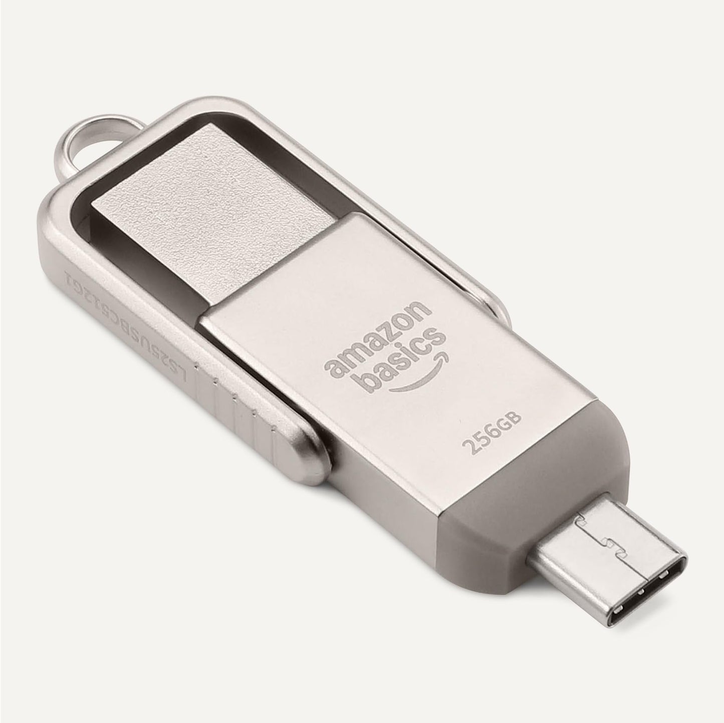 Amazon Basics USB memory stick, USB stick with two ports (USB-C and USB-A), 256GB, champagne silver - LS25USBC256G1