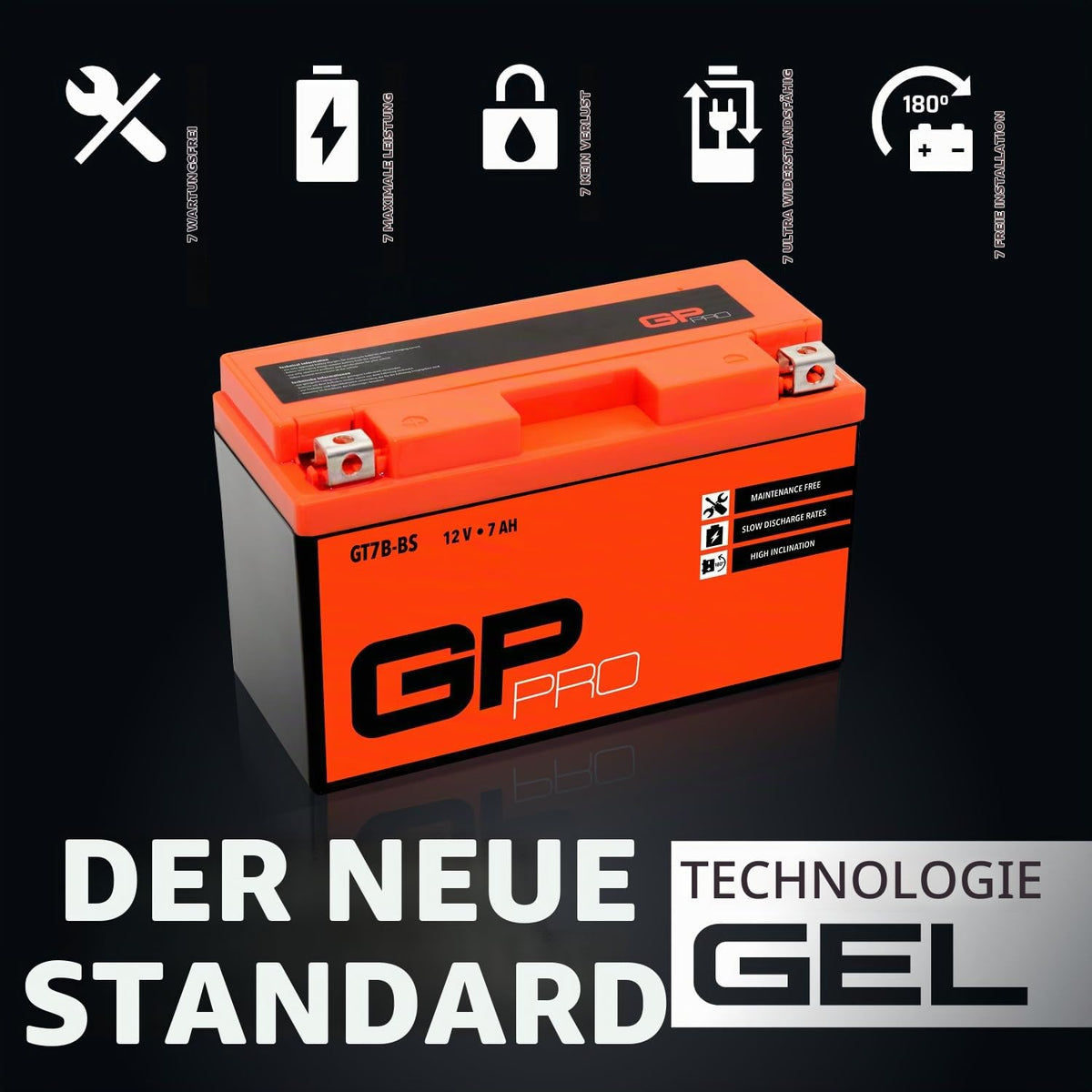 Baterie gel GP-PRO GT7B-BS fără întreținere 12 V compatibilă cu Yamaha Cygnus - GP-027