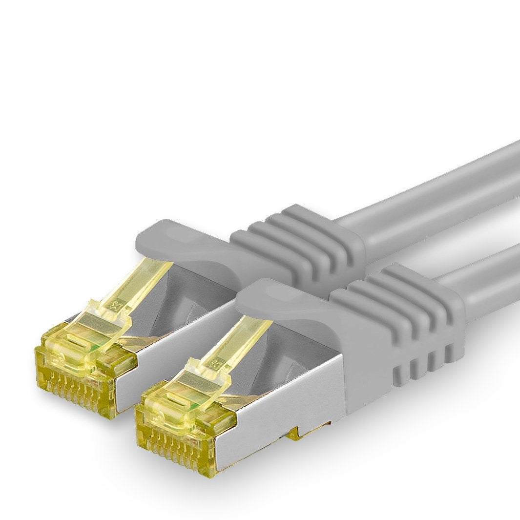 1aTTack.de Cat.7 network cable 25m gray 1 piece Cat7 Ethernet cable network LAN cable raw cable 10 Gb s SFTP PIMF LSZH set patch cable with Rj 45 plug Cat.6a - 4251073615110