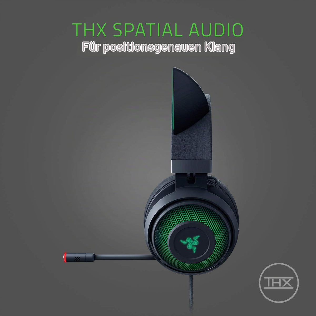 Razer Kraken Kitty - Wired Gaming Cat Ear Headset (customizable RGB Chroma lighting, microphone with active noise cancellation, controls on the ear cup) Black - RZ04-02980100-R3M1