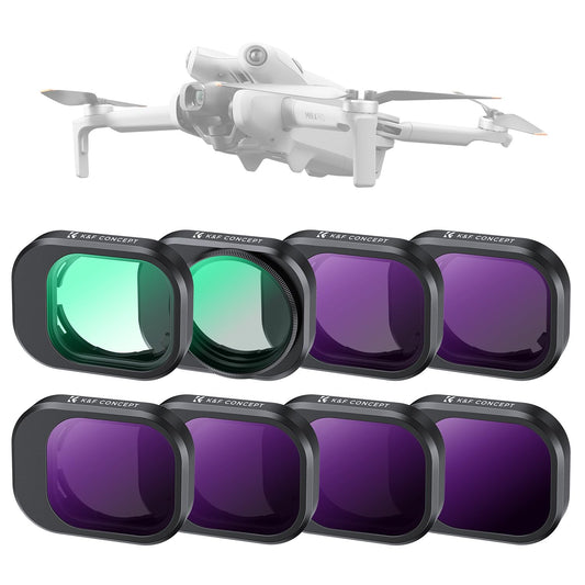 K&F Concept Mini 4 Pro Filter, Multi-Coated ND Filter Set for DJI Mini 4 Pro Drone Accessories - 8 Pack ND8, ND16, ND32, ND64, ND128, ND256, UV, CPL Filters - P15-SKU.2281