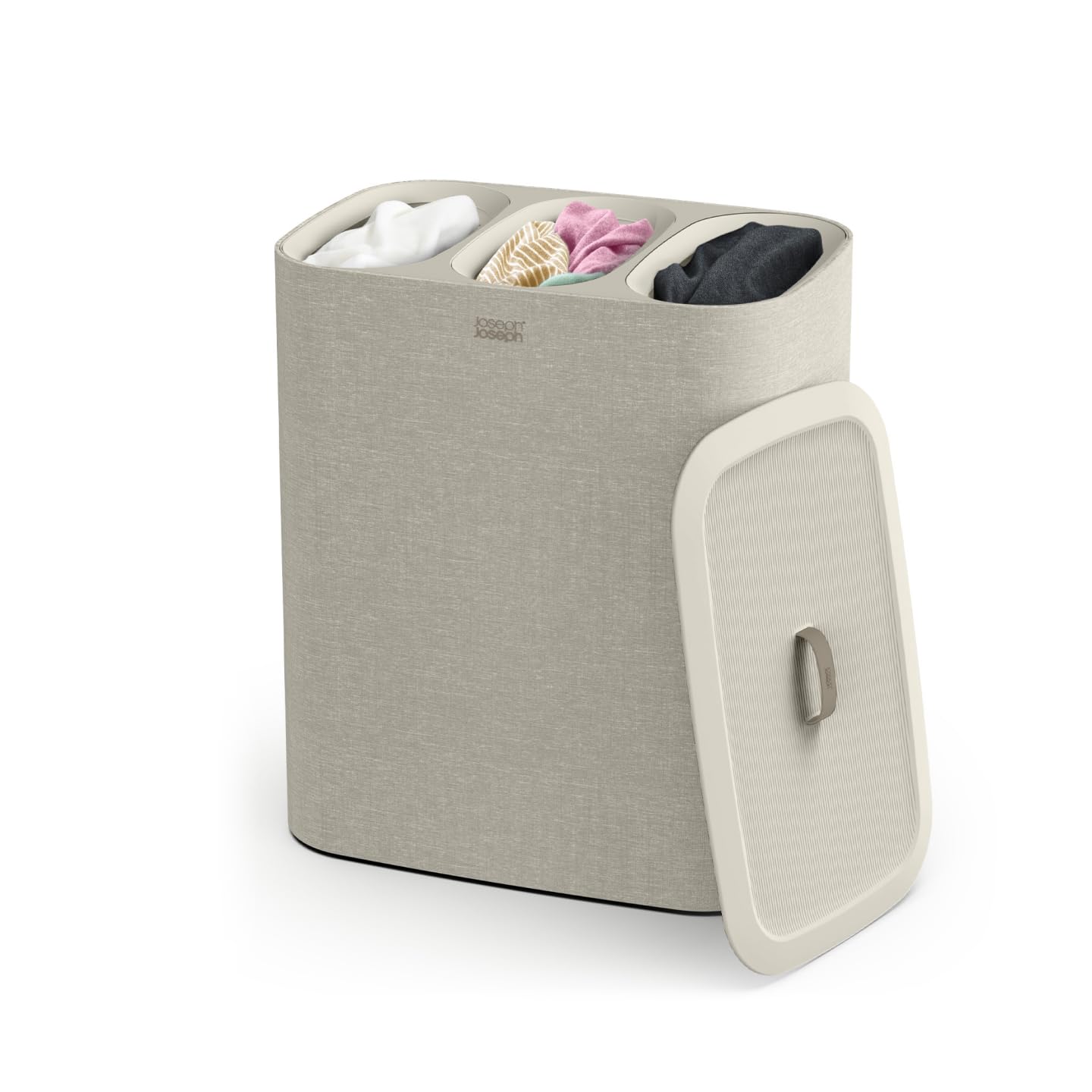 Joseph Joseph Tota - Trio 90 liter laundry basket with lid, 3 removable laundry bags with handles, ecru beige - 50021