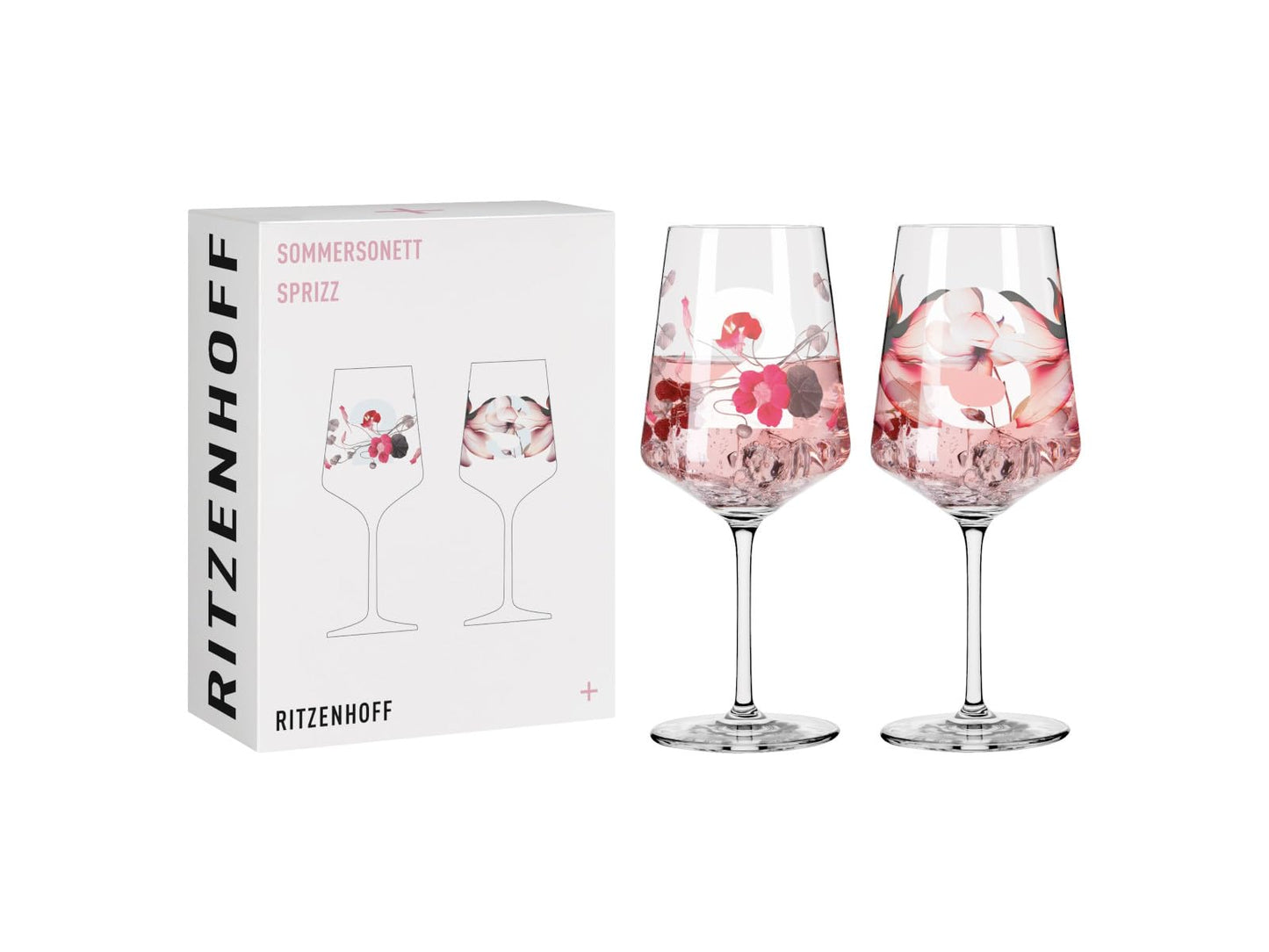 RITZENHOFF 3461002 aperitif glass 500 ml - set of 2 - series Sommersonett No. 2, 2 pieces with flower motif - Made in Germany