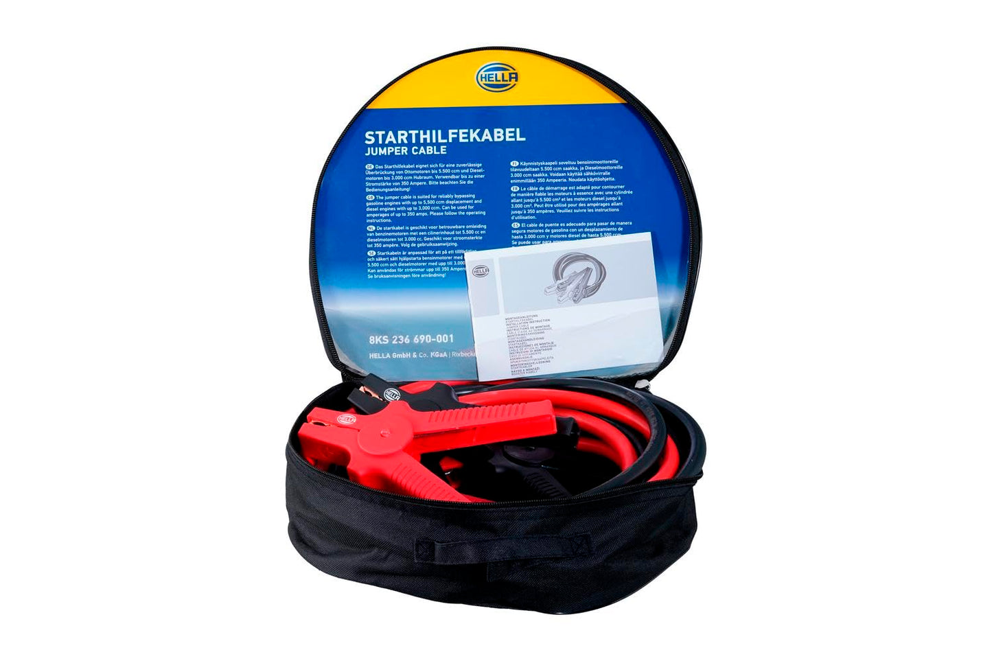 HELLA jumper cable - car jumper cable - 4.5 meters - starter cable for petrol and diesel engines - with carrying bag - 8KS 236 690-001
