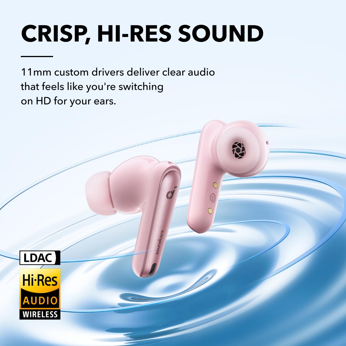 Soundcore by Anker Liberty 4 NC Wireless Earbuds with Noise Canceling, 98.5% Noise Canceling, Adaptive Noise Canceling for Ears and Surroundings (Pink) (Refurbished) - A3947