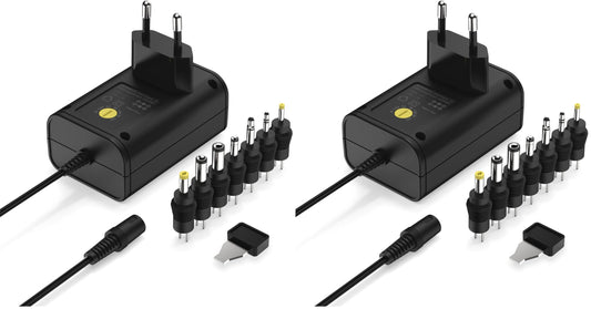 ANSMANN APS 1000 power supply 12V - power plug up to max. 1000mA (with 7 universal adapter plugs) power adapter for powering many small electrical devices adjustable from 3-12 volts (pack of 2) - 1201-0023