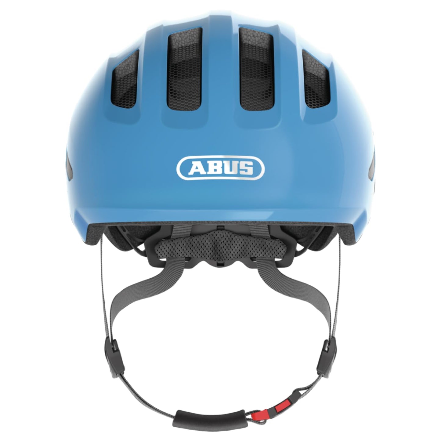 ABUS children's helmet Smiley 3.0 - bicycle helmet with a deep fit, child-friendly designs & space for a braid - for girls and boys - blue (shiny blue), size S - 67294
