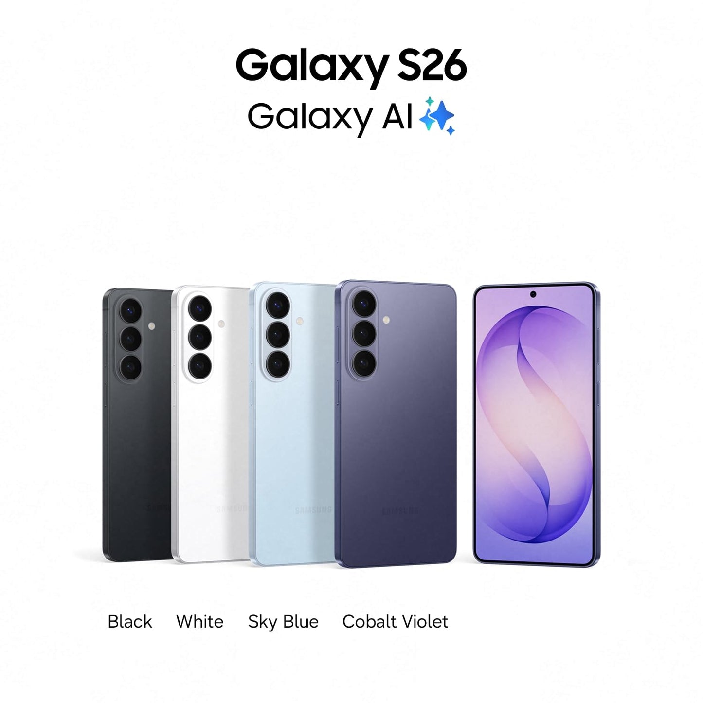 Samsung Galaxy S26 AI smartphone with Galaxy AI, no contract, mobile phone with Android, 12 GB RAM, 256 GB storage, AP processor, Sky Blue, 3 year manufacturer's warranty, incl. Galaxy Buds4 Pro Black