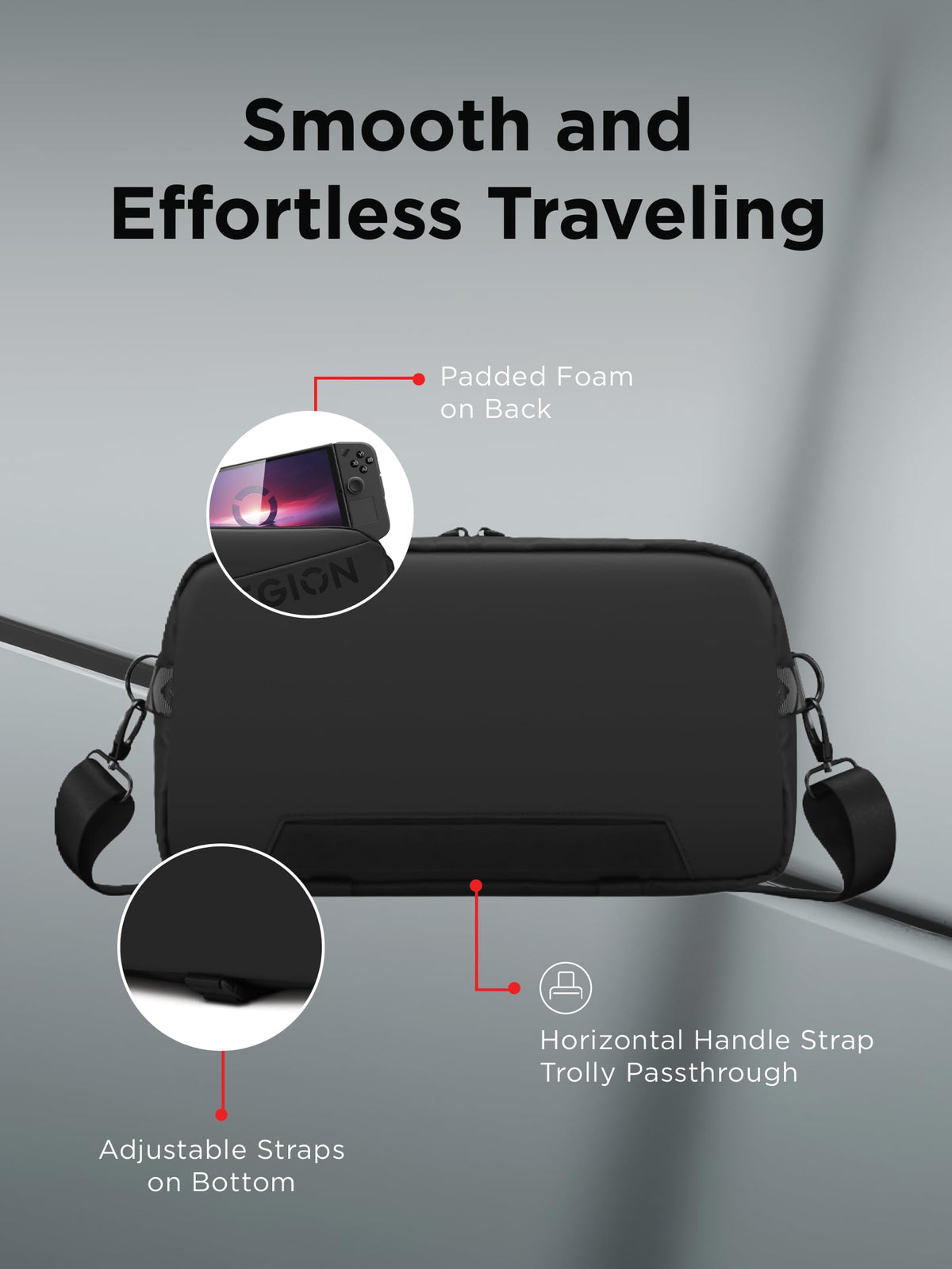 Lenovo Legion Geantă de umăr | Legion Sling Bag | Potrivit pentru Legion Go și Legion Go2 | Negru - GX41S14777