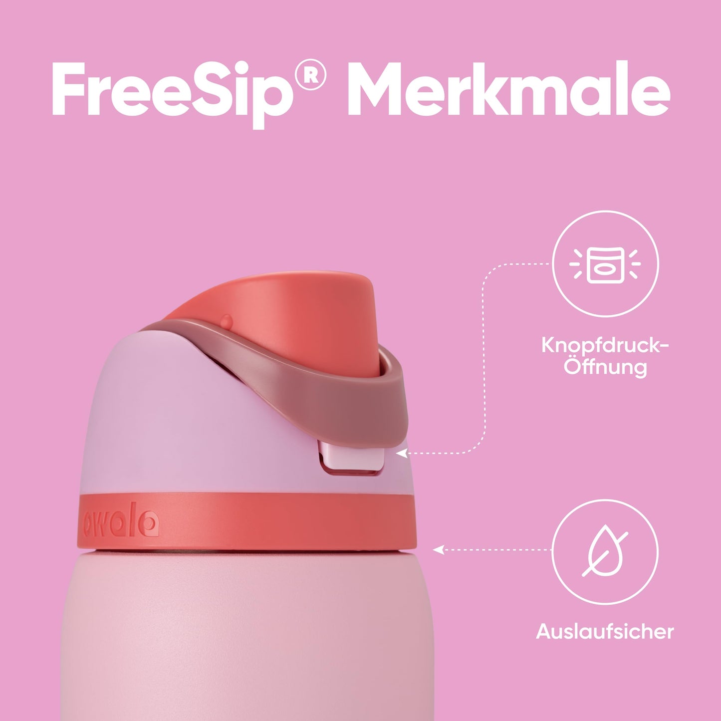 Owala FreeSip Insulated Stainless Steel Drinking Bottle with Straw, 945ml - BPA Free, Ideal for Sports, Fitness, Outdoors and Travel, Angle Food Cake - C08140
