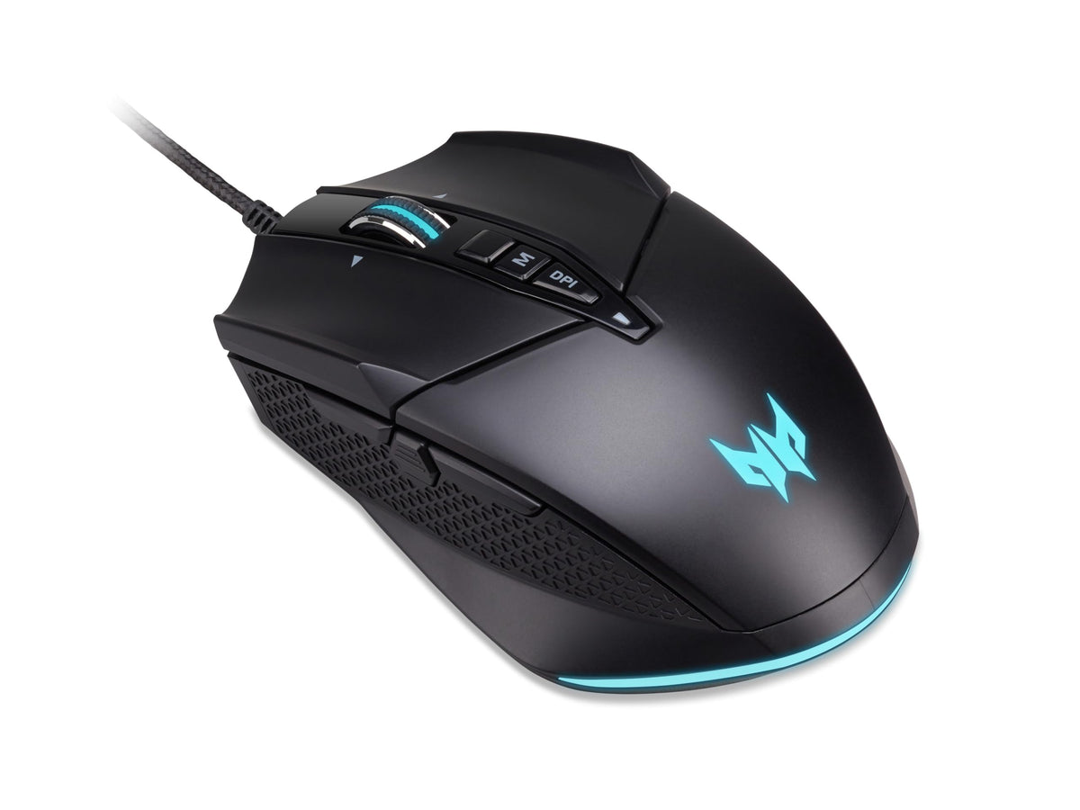 Acer Predator Cestus 335 Mouse de Gaming (19.000 DPI, 400 IPS Tracking, 10 butoane programabile, timp de reacție de 0,5 ms, iluminare RGB) negru/albastru - GP.MCE11.01Q