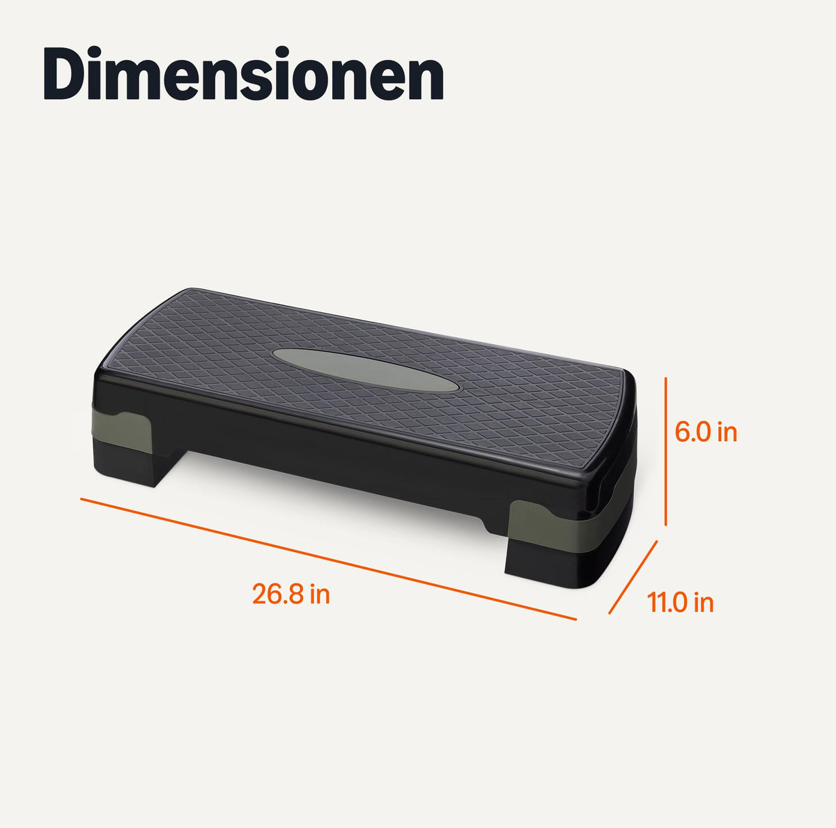 Amazon Basics Placă de step aerobic, Stepper de antrenament ajustabil pentru acasă, 68.58cm, Negru/Gri - JRTA1001