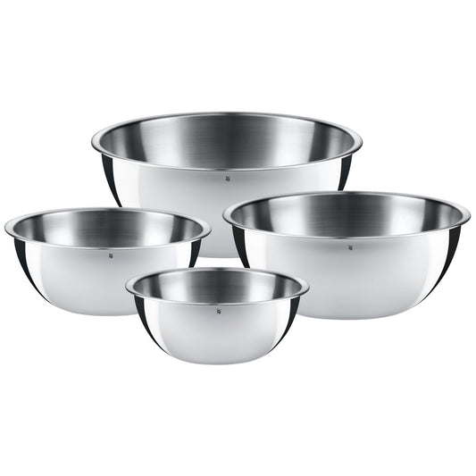 WMF Gourmet bowl set 4 pieces, stainless steel bowls for the kitchen 0.75l - 2.75l, stainless steel mixing bowl, salad bowl, serving bowl, Cromargan, stackable - 645709990