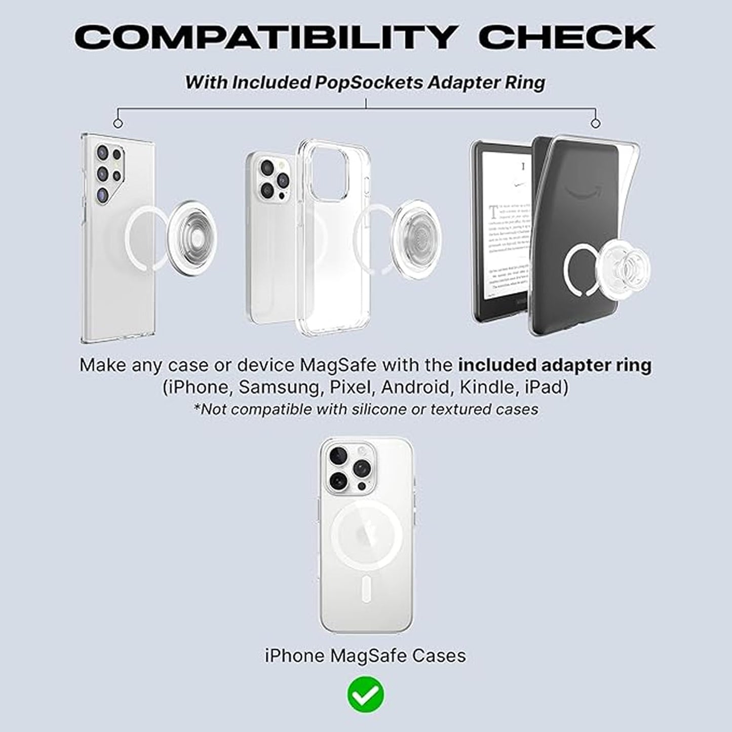 PopSockets Kick-Out Grip for MagSafe, Adjustable Stand for Portrait or Landscape Format, Magnetic Holder, Brown - Latte - 807625