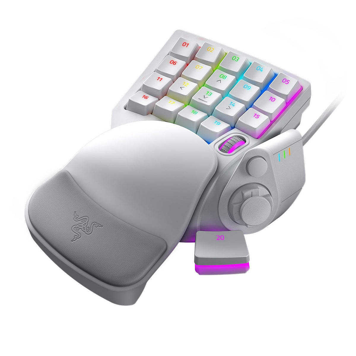 Razer Tartarus Pro Mercury - Tastatur pentru gaming - Gamepad cu taste analogice-optice - Rapid Trigger - 32 de taste personalizabile (punct de declanșare ajustabil, RGB Chroma) Alb Mercury - RZ07-03110200-R3M1