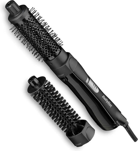 BaByliss Shape & Smooth Hot Air Brush – Powerful 800W Hair Dryer Brush, 30mm & 20mm Attachments, Cool Air Function, Quick Drying & Styling, ideal for short hair, Black, AS82E