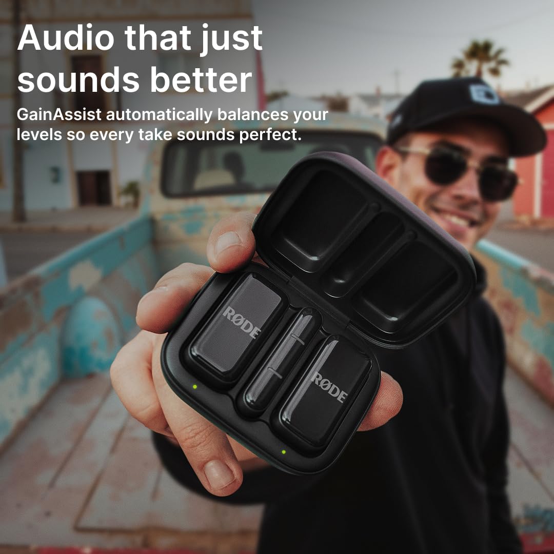 RØDE Wireless Micro - Compact wireless microphone, two microphones with charging case for content creation on the smartphone - USB-C, black - WIMICROC