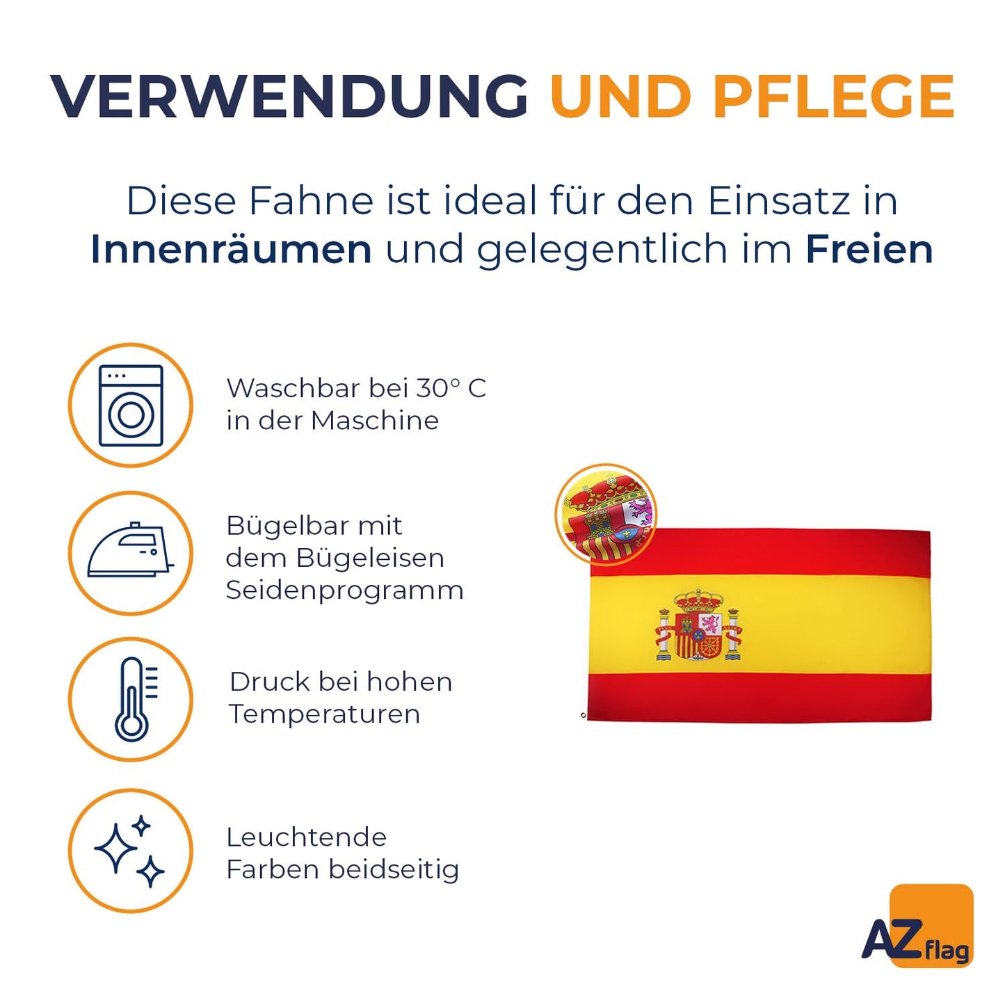 AZ FLAG - Spain Flag - 250x150 cm - Large Spanish Flag 100% Polyester with Brass Eyelets - 300g - K_61