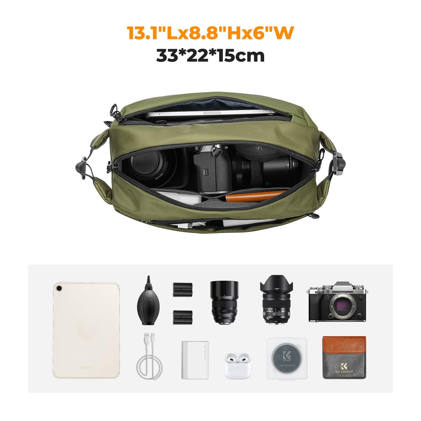 K&F CONCEPT Camera Backpack Shoulder Bag Square Bag Bags for Photographers Camera Rectangle Case Compatible with Canon/Nikon/Sony/DJI Mavic Drone Backpack - JPKF13.157V2EU