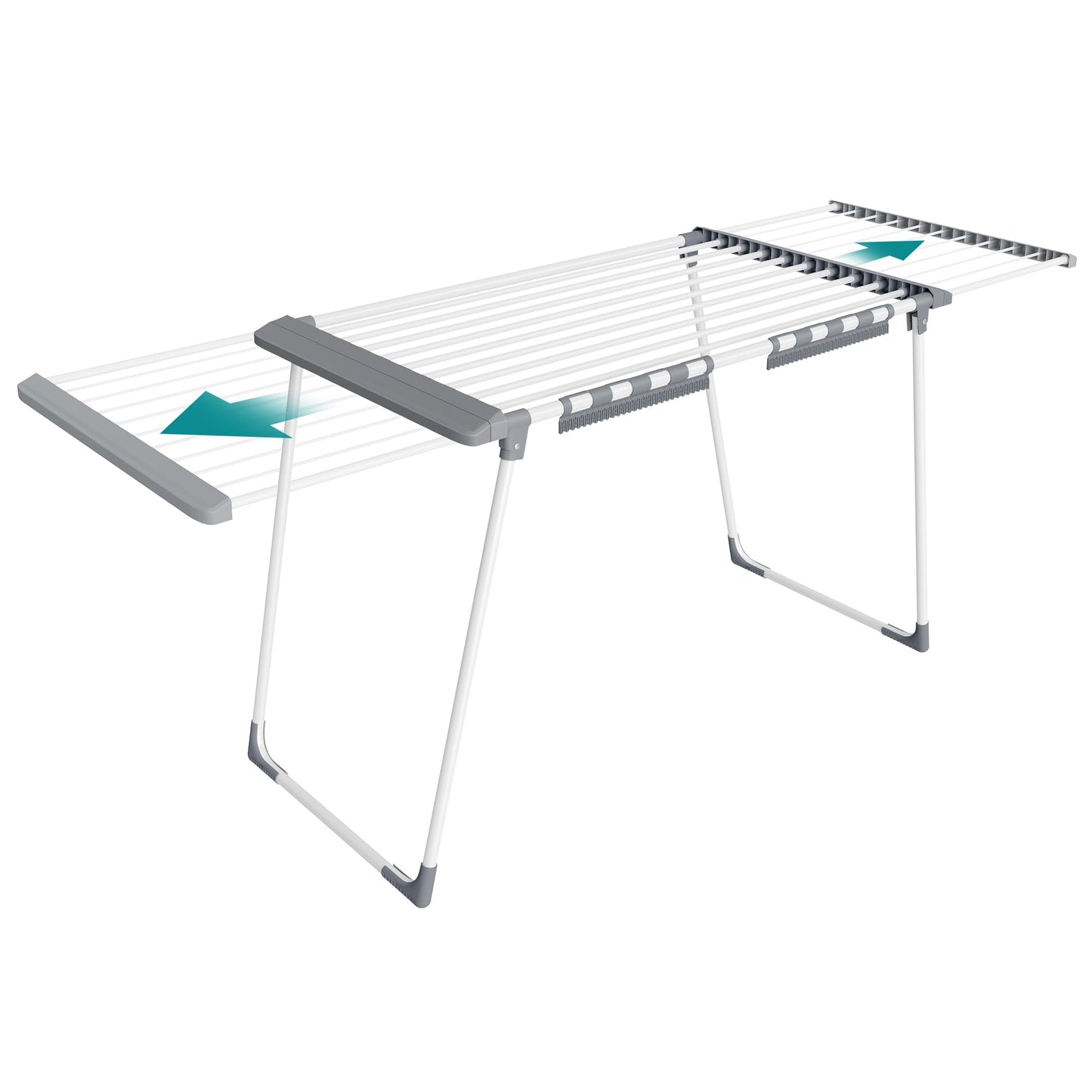 SONGMICS clothes airer, floor dryer, extendable wings, wing clothes airer, 22 m drying area, wing clothes dryer with sock holder, foldable, pearl white-dove gray LLR522WK01