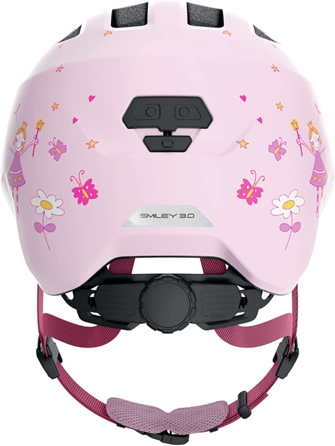 ABUS children's helmet Smiley 3.0 - bicycle helmet with a deep fit, child-friendly designs & space for a braid - for girls and boys - pink with princess pattern, size S - 67250
