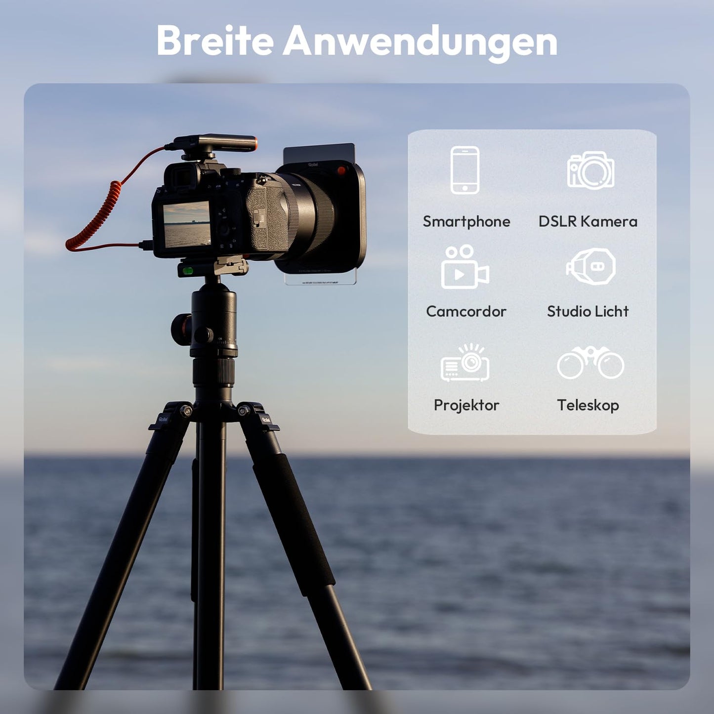 Rollei C6i Tripod Camera Black, 171.5 cm Photo Tripod Made of Aluminum Compact Tripod with Ball Head & Bag Arca Swiss Compatible for DSLR Tripod with Monopod Function, Camera Tripod Tripod - 26936