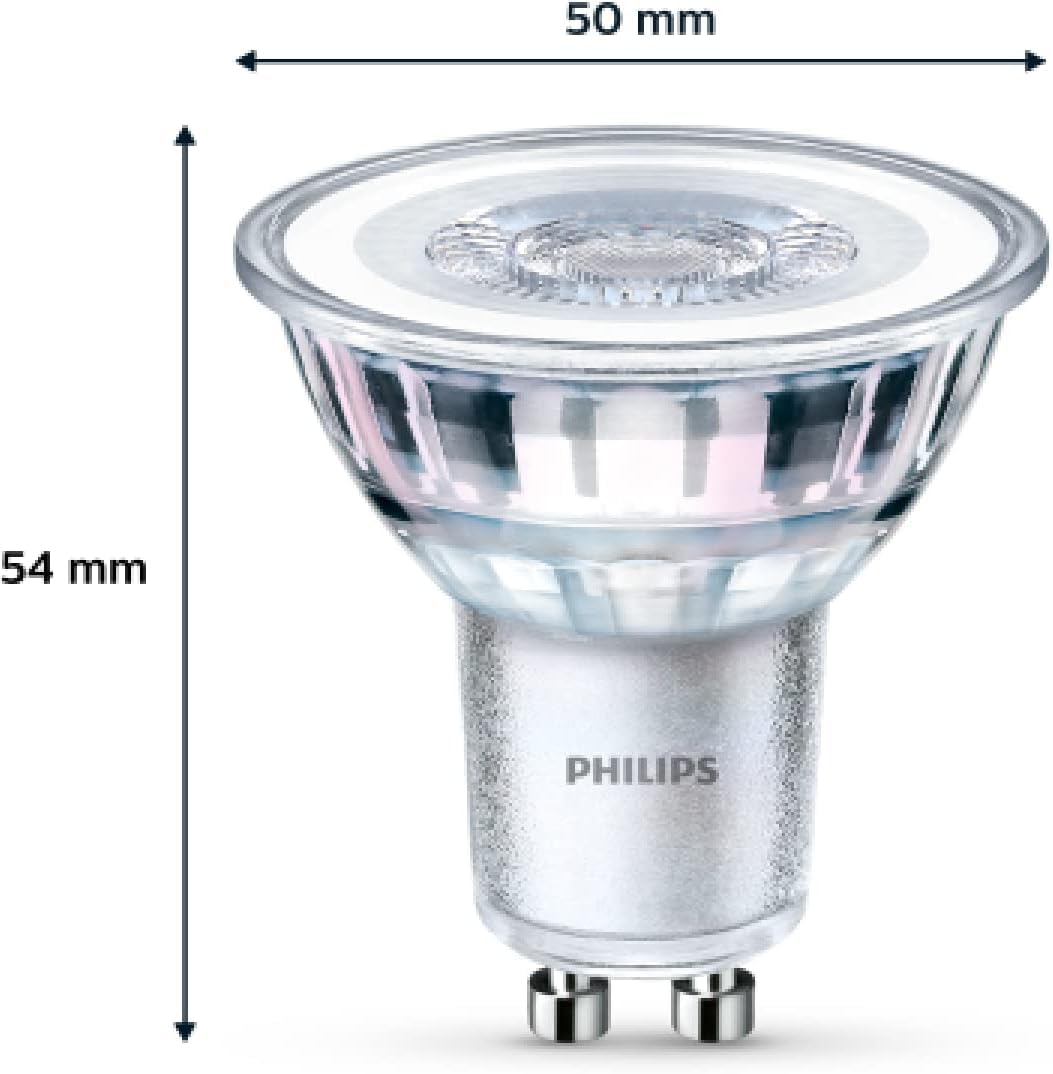 Philips LED Classic GU10 lamp, 35 W, reflector LED spots with warm white light, energy-saving lamps with a long useful life, pack of 2, old generation - 77429500