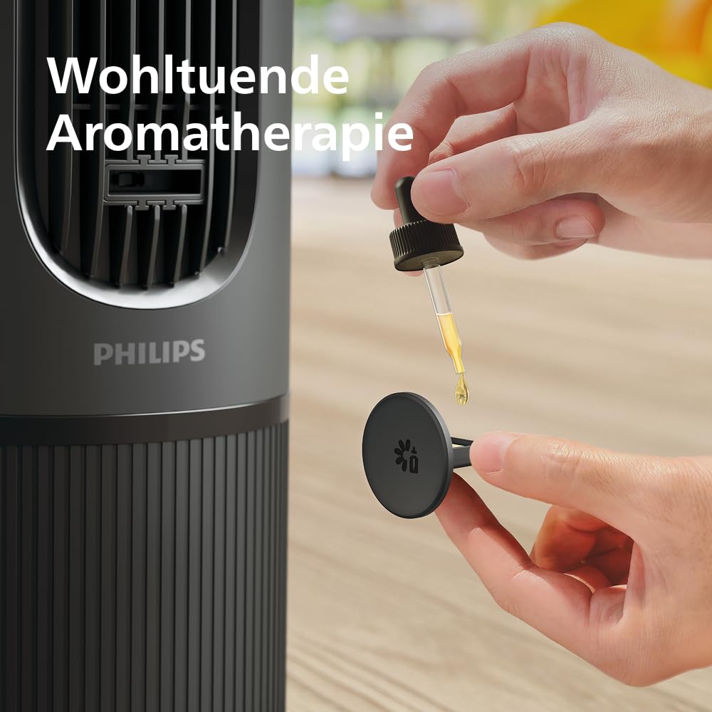 Philips tower fan 5000 Series. Powerful 8.0 m/s, ultra-quiet 24 dB, low energy consumption, remote control, 5 speed levels, sleep mode, 9-hour timer, 80° oscillation (CX5540/01)