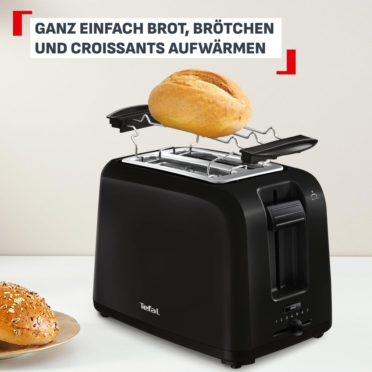 Tefal Vita toaster cu două fante, 7 niveluri de rumenire, buton de oprire - TT1A2810