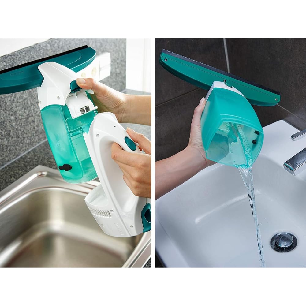 Leifheit window vacuum set Dry and Clean with 28 cm suction nozzle for 360° streak-free cleaning, window cleaner can be used for up to 38 minutes, window cleaner with automatic stand-by and click system - 51000