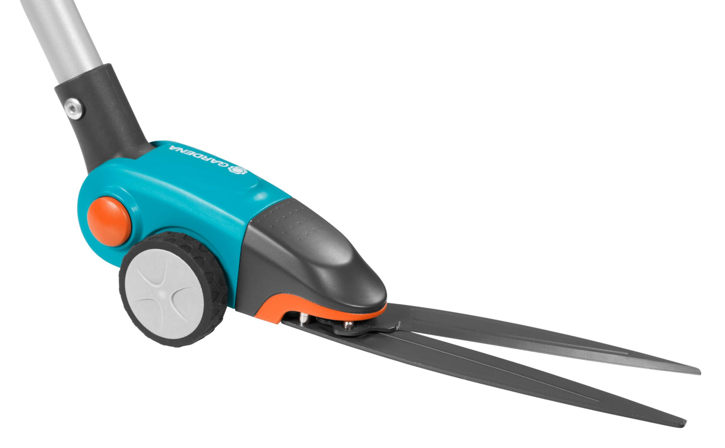 Gardena Comfort grass shears, long-handled: lawn shears with handle, back-friendly, 180° rotating cutting edge, non-stick coating, comfort handle (12100-20) turquoise 127x7.5x25 cm