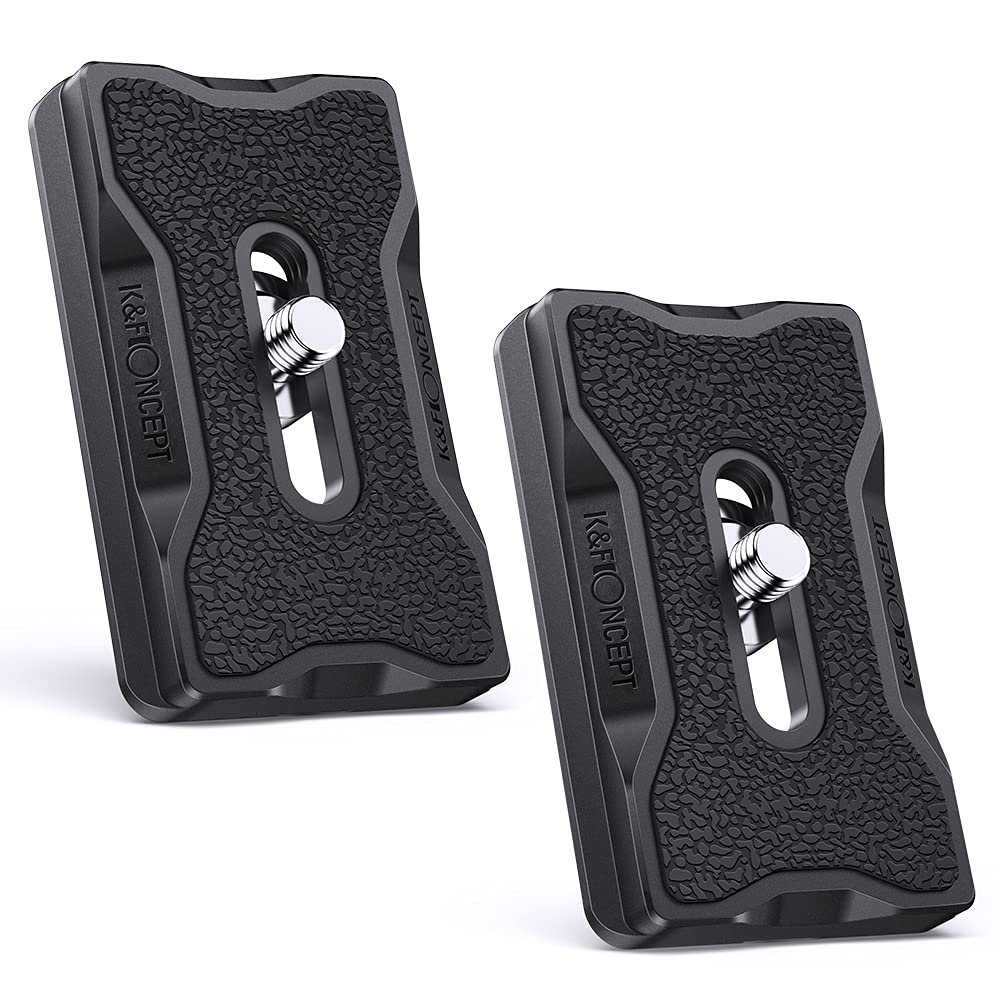 K&F CONCEPT camera quick release plate, 2 pack aluminum quick release plate with 1/4'' thread, Arca-Swiss quick release system for most tripod, tripod head, DSR/DSRL camera - KF31.031
