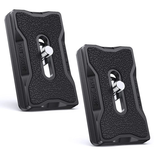 K&F CONCEPT camera quick release plate, 2 pack aluminum quick release plate with 1/4'' thread, Arca-Swiss quick release system for most tripod, tripod head, DSR/DSRL camera - KF31.031