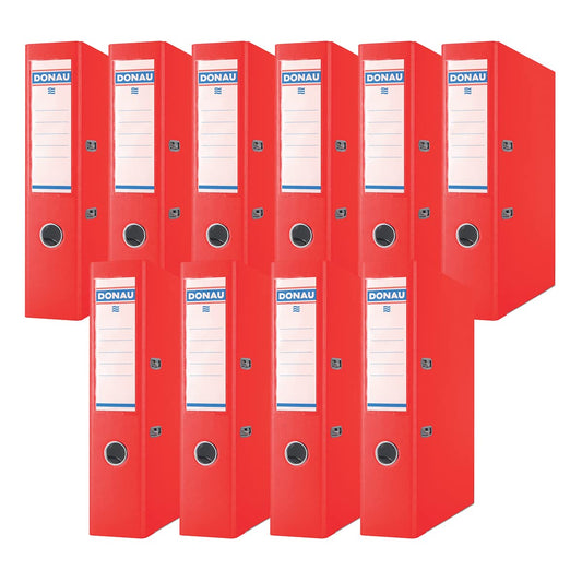 Donau Premium Wide Folder Pack of 10/DIN A4/7.5 cm/10 Pieces/Red/Plastic Cover PP/Carton Paper Slot Folder Office Folder File Ring Binder/Green Dot - 3975001PL-04