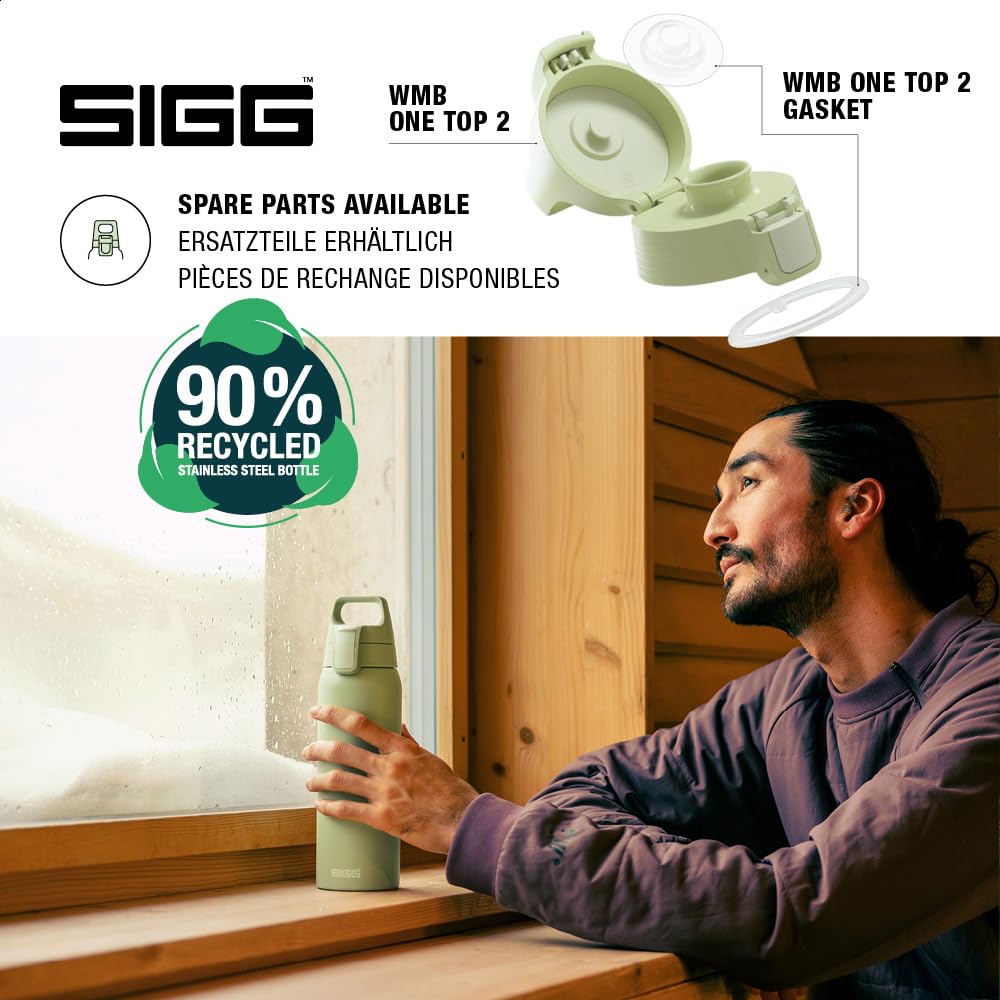SIGG - Insulated drinking bottle - Thermos bottle Shield Therm One Eco Green carbonated drinks - Leak-proof - Dishwasher safe - BPA-free - 90% recycled stainless steel - Light green - 0.75L - 6021.00