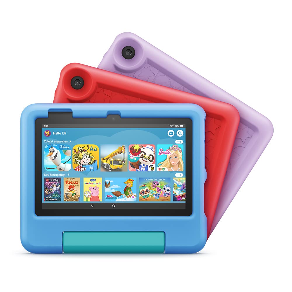 Child-friendly case for Fire 7 tablet (only compatible with 12th generation, 2022), for children aged 3-7, red - 53-028181