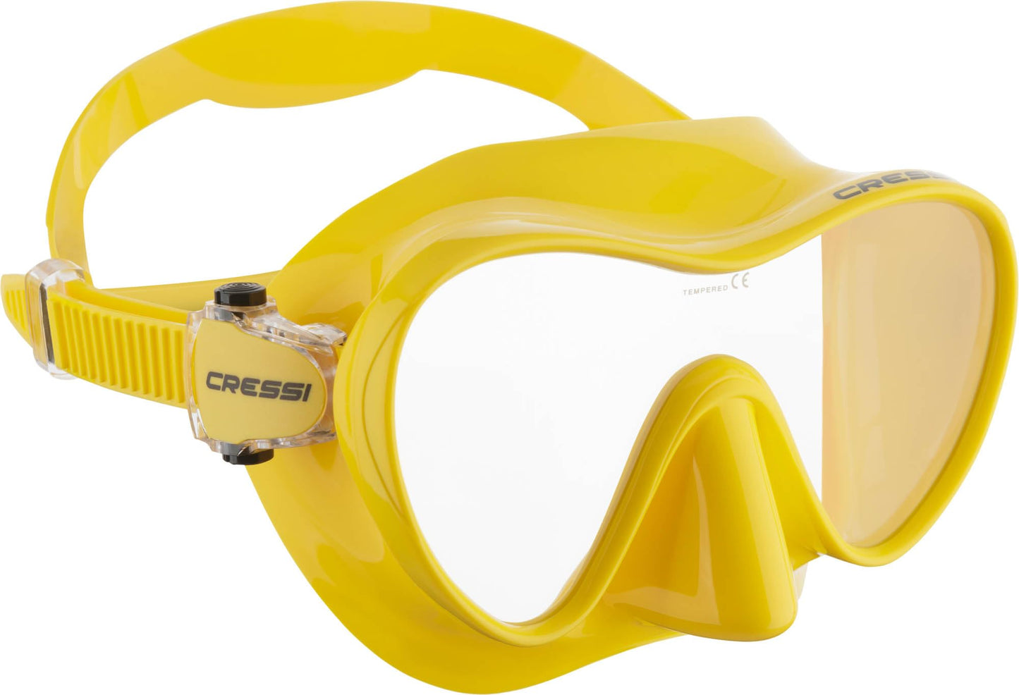 Cressi Frameless Diving Mask F1 - Fog-free Glass Lens, Diving Goggles - Ergonomic Silicone Rim, Snorkel Mask - Dry Snorkel & Snorkel Set - Yellow - Mask - ZDN281010