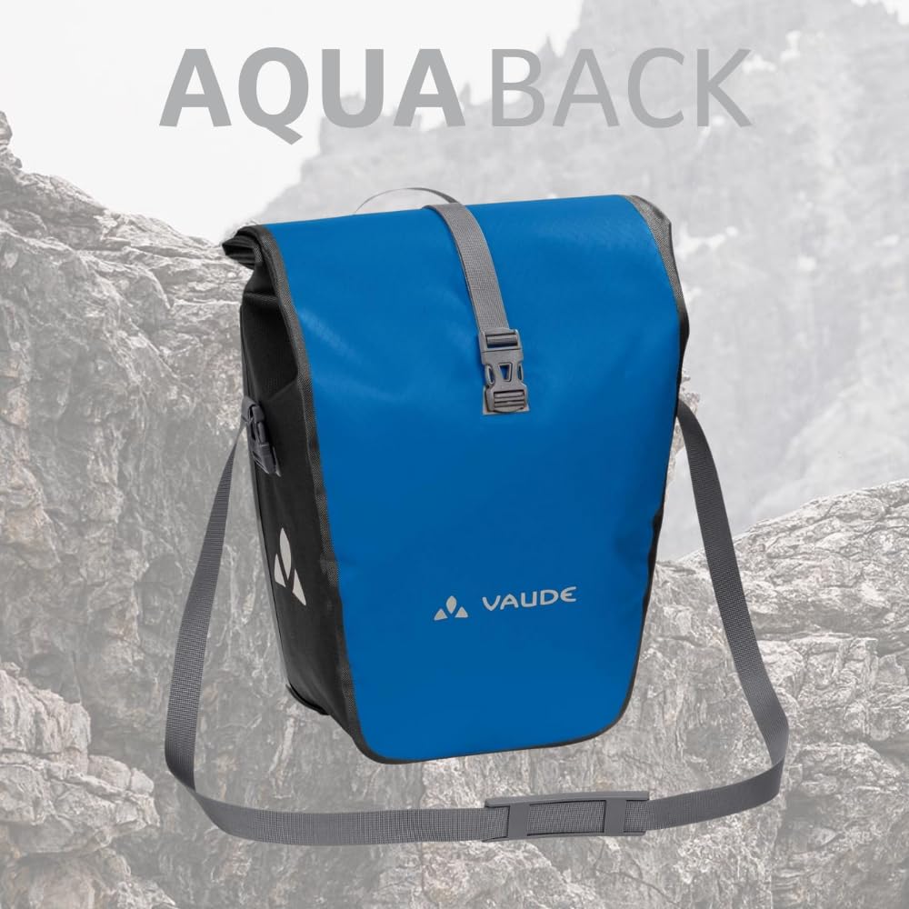 VAUDE bicycle bag for luggage rack Aqua Back Single 1 x 24 L in blue, rear wheel bag waterproof, bicycle luggage rack bag at the back, easy to attach - Made in Germany - 12413