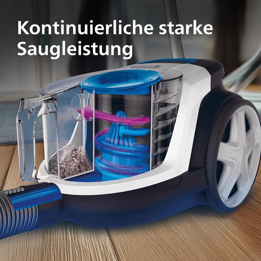 Philips PowerPro Compact vacuum cleaner - lightweight, bagless, 900 W suction power, TriActive nozzle for hard floors and carpets, allergy H13 HEPA filter, PowerCyclone 5 technology (FC9332/09)