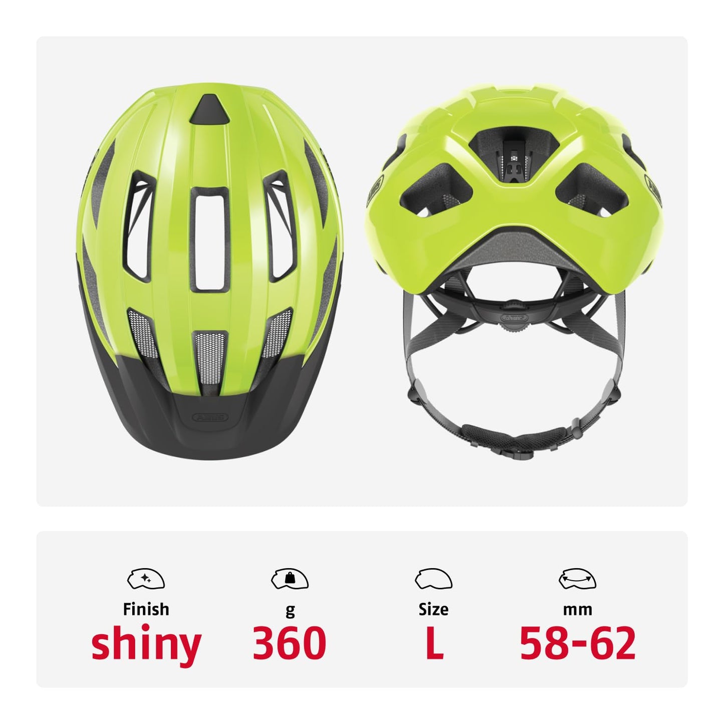 ABUS unisex bicycle helmet, yellow (Signal Yellow), L (58-62 cm) - 87231