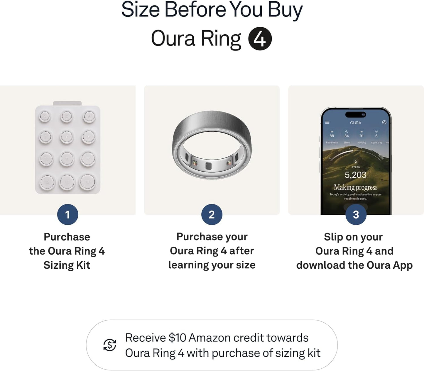 Oura Ring 4 - Brushed Silver - Size 4 - Smart Ring | Measure First with Oura Ring 4 Sizing Kit | Sleep Tracking Wearable - Heart Rate - Fitness Tracker - Up to 8 Days Battery Life - JZ90-54220-04