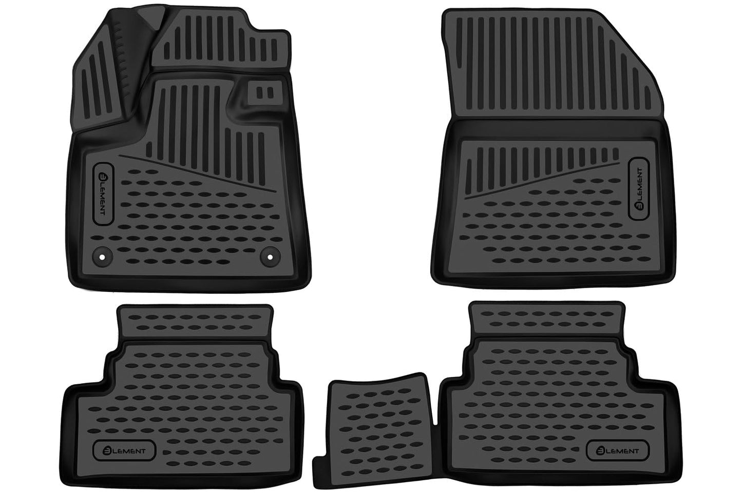 Element 3D rubber floor mats suitable for OPEL Grandland X | 2017-2024 | 100% custom-fit all-weather floor mats made of TPE, high edge, waterproof, non-slip, odorless - EXP.ELEMENT3D01973210k