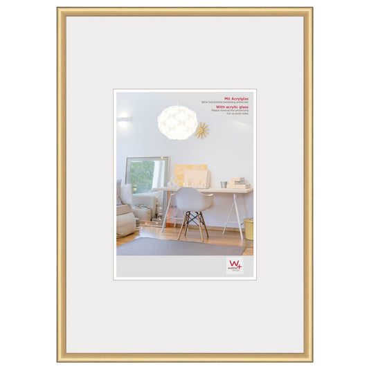 walther design picture frame gold 59.4 x 84 cm (DIN A1) with artificial glass, New Lifestyle plastic frame KVX684G