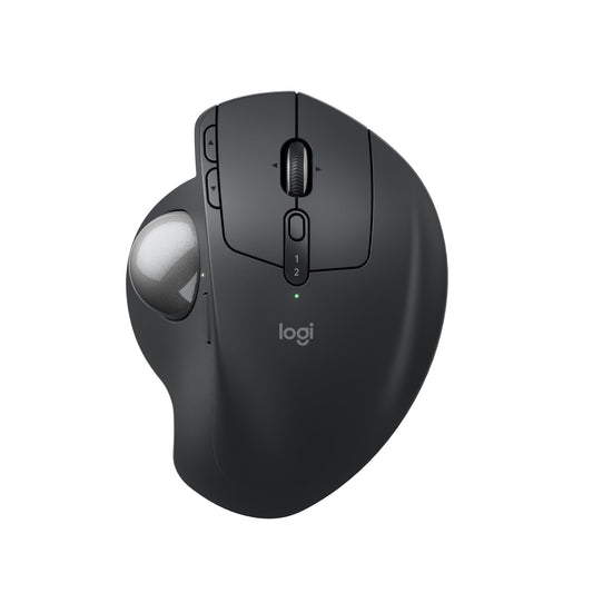 Logitech MX Ergo S Advanced Wireless Trackball Mouse, USB-C Rechargeable Wireless Ergonomic Mouse with Bluetooth and Encrypted Dongle, 6 Programmable Buttons, for PC/Mac - Graphite - 910-007260
